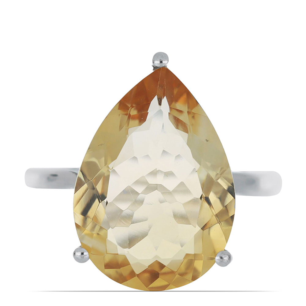Stříbro 925/1000 - Prsten s Uralským Citrínem - Karátové číslo: 8.3. přibližná hmotnost: 4.61 gramů