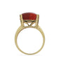 Pozlacený Stříbrný Prsten s Červeným Houbovým Korálem