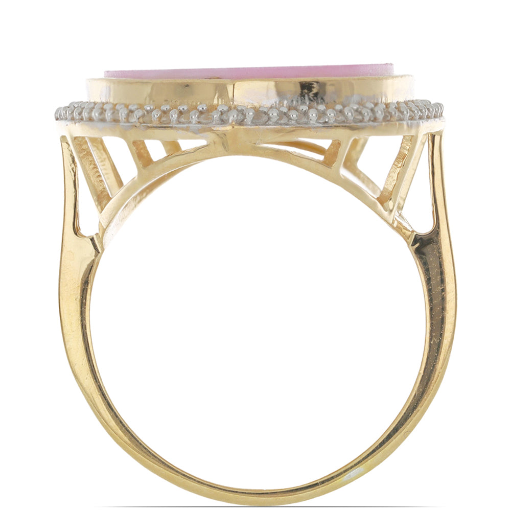 Pozlacený Stříbrný Prsten s Růžovou Perlou a Bílým Topazem 4 