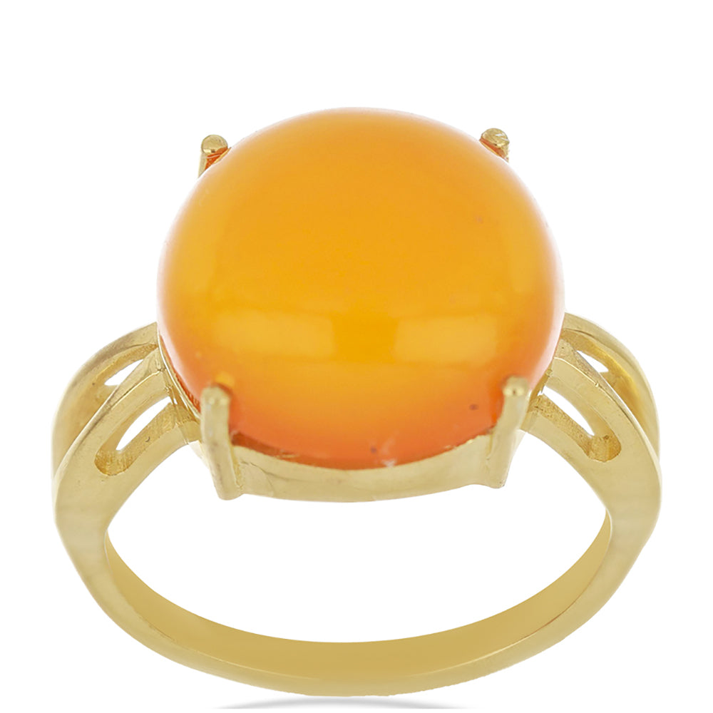 Pozlacené Stříbro 925/1000 - Prsten s Karneolem z Tagebau - Karátové číslo: 9.91. přibližná hmotnost: 4.75 gramů