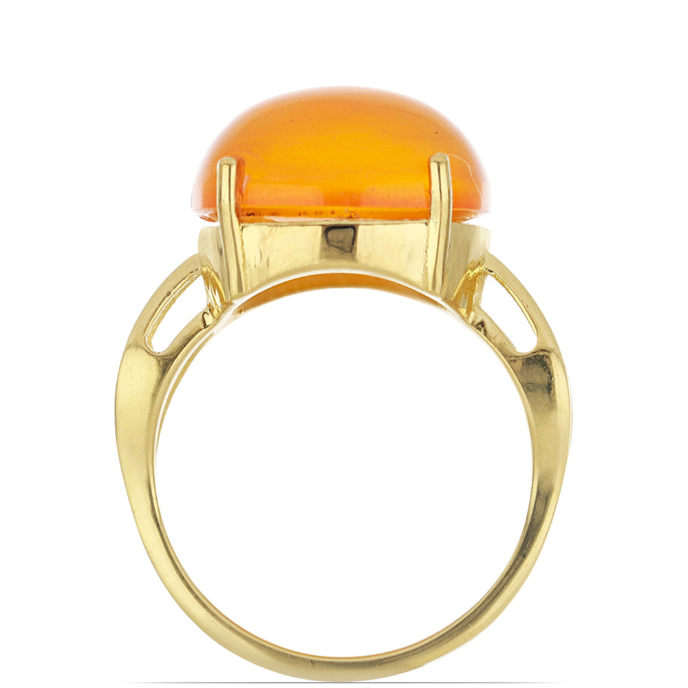 Pozlacené Stříbro 925/1000 - Prsten s Karneolem z Tagebau - Karátové číslo: 9.91. přibližná hmotnost: 4.75 gramů