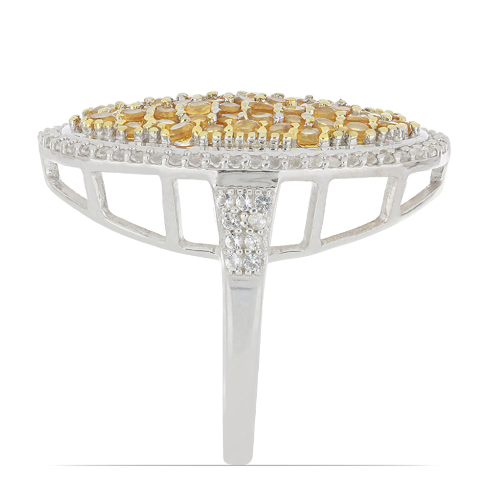 Stříbrný Prsten s Uralským Citrínem a Bílým Topazem 3 