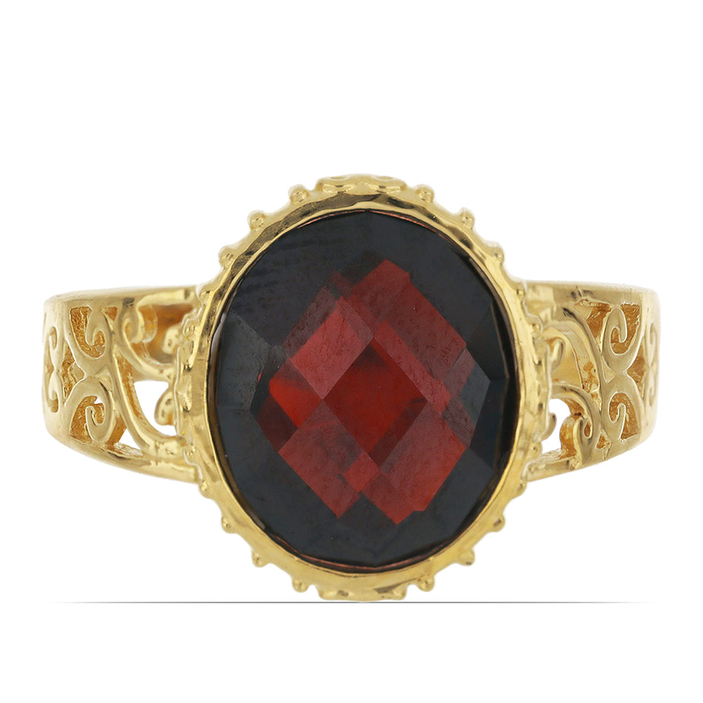 Pozlacené Stříbro 925/1000 - Prsten s Bartonským Granátem - Karátové číslo: 5.29. přibližná hmotnost: 4.13 gramů 1 