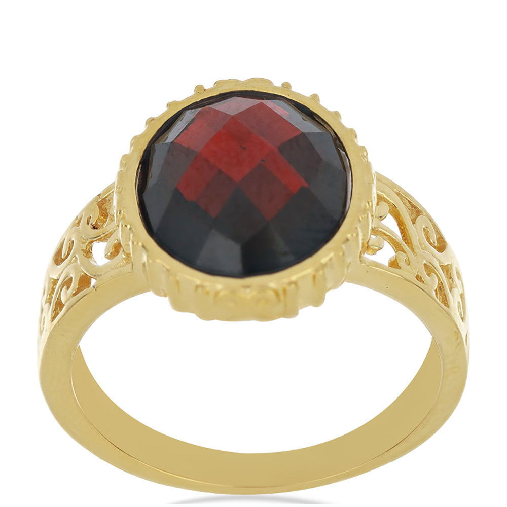 Pozlacené Stříbro 925/1000 - Prsten s Bartonským Granátem - Karátové číslo: 5.29. přibližná hmotnost: 4.13 gramů