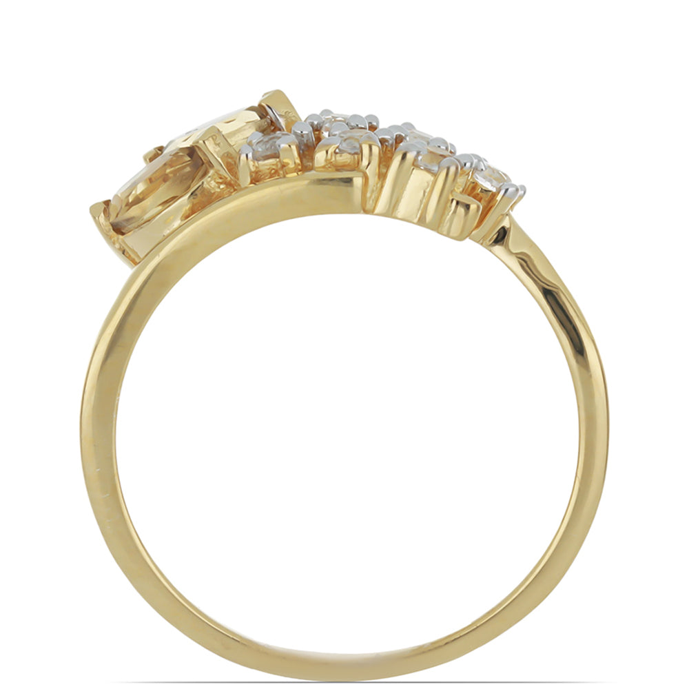 Pozlacené Stříbro 925/1000 - Prsten s Koňakovým Křemenem a Bílým Topazem - Karátové číslo: 0.78. přibližná hmotnost: 3 gramů 2 