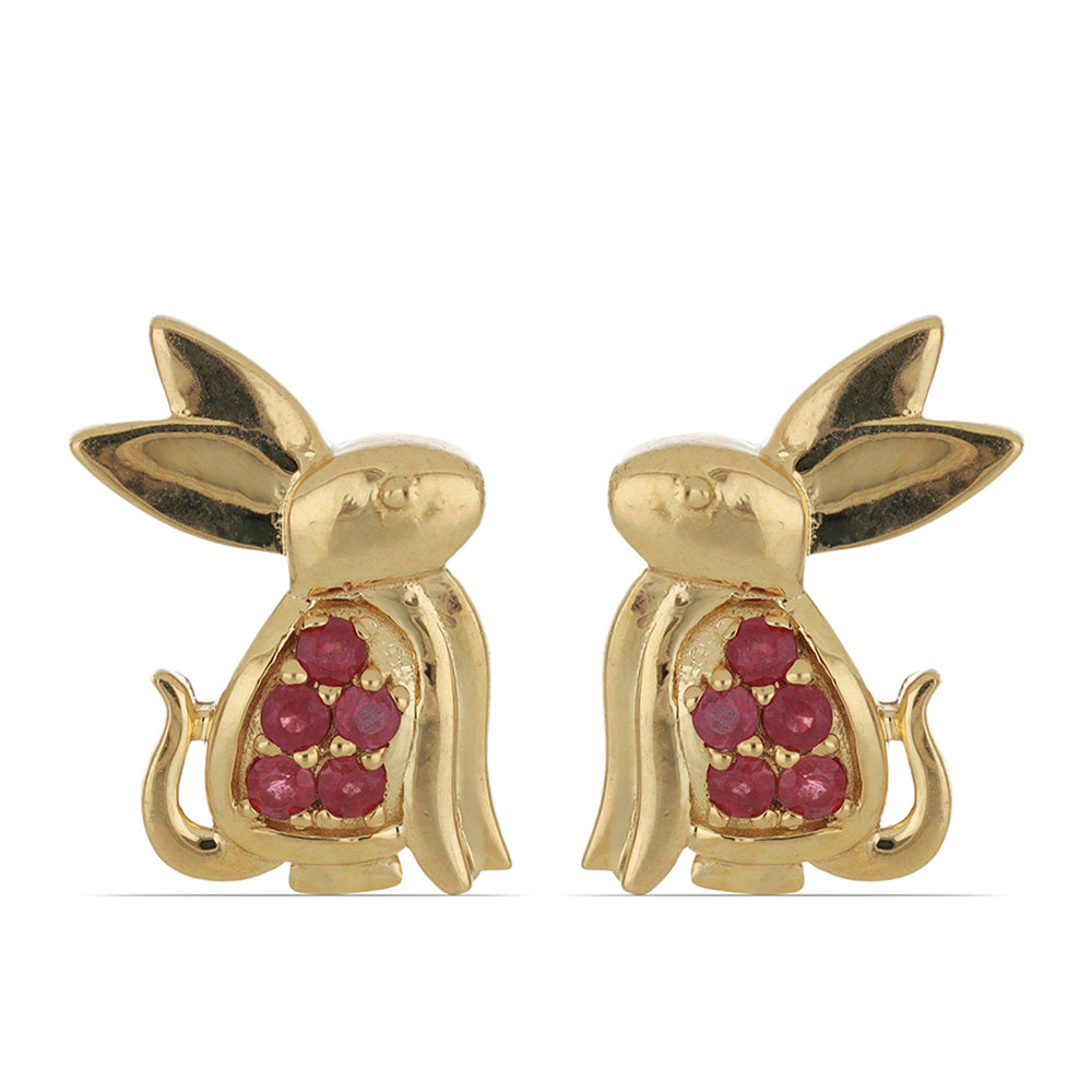 Pozlacené Stříbrné Náušnice s Madagaskarským Rubínem 1 