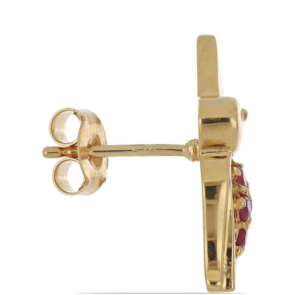 Pozlacené Stříbrné Náušnice s Madagaskarským Rubínem 2 