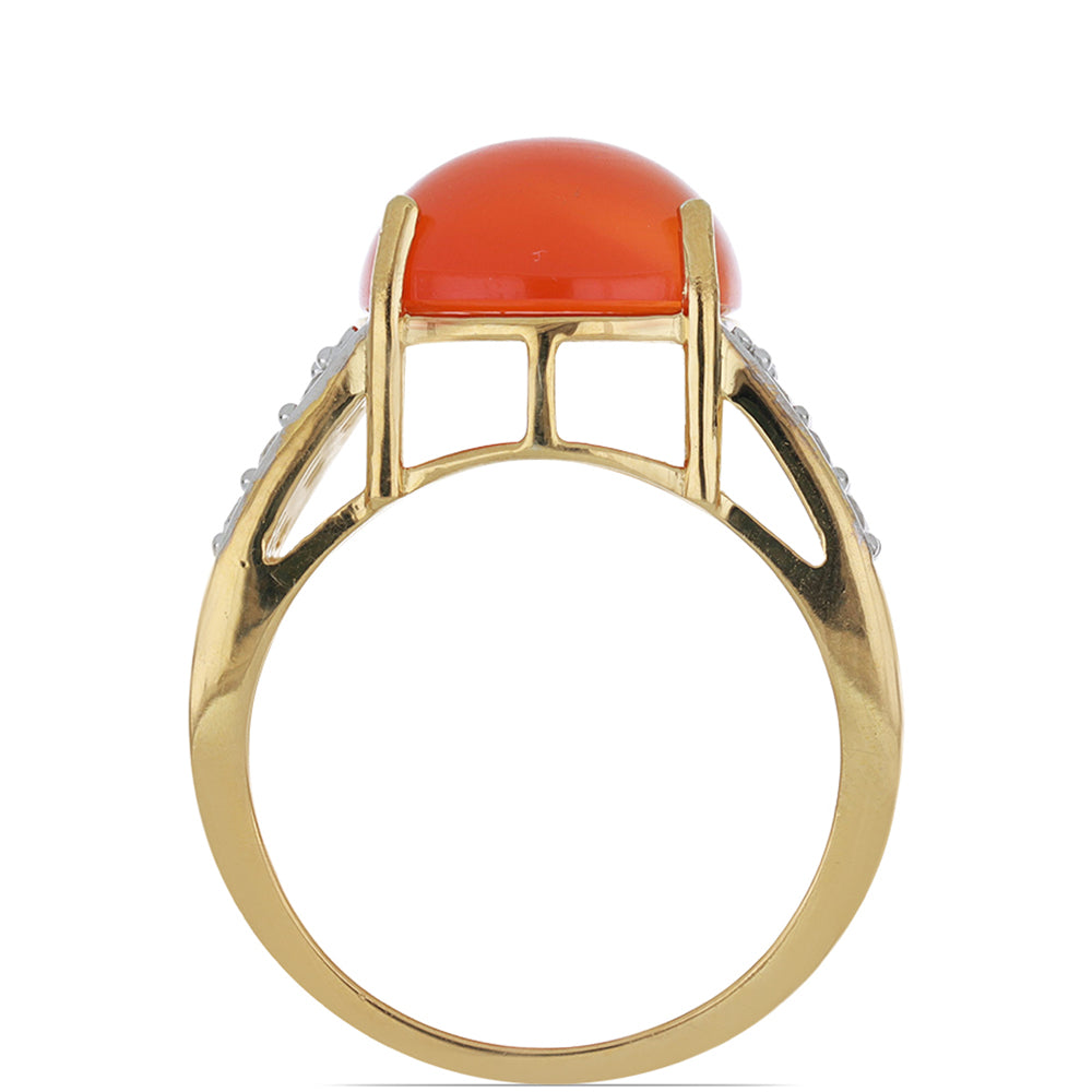 Pozlacený Stříbrný Prsten s Karneolem z Tagebau a Bílým Topazem