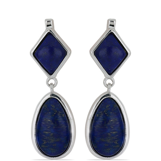 Stříbrné Náušnice s Lapisem Lazuli z Badakšanu