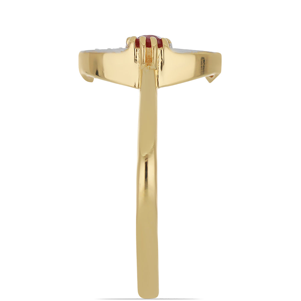 Pozlacený Stříbrný Prsten s Madagaskarským Rubínem a Bílým Topazem 4 