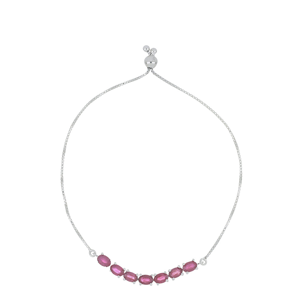 Stříbrný Náramek s Madagaskarským Rubínem 1 