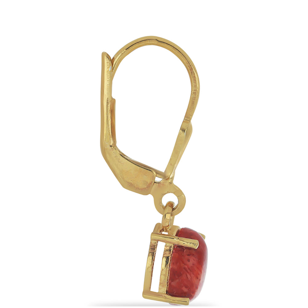 Pozlacené Stříbrné Náušnice s Červeným Houbovým Korálem 2 