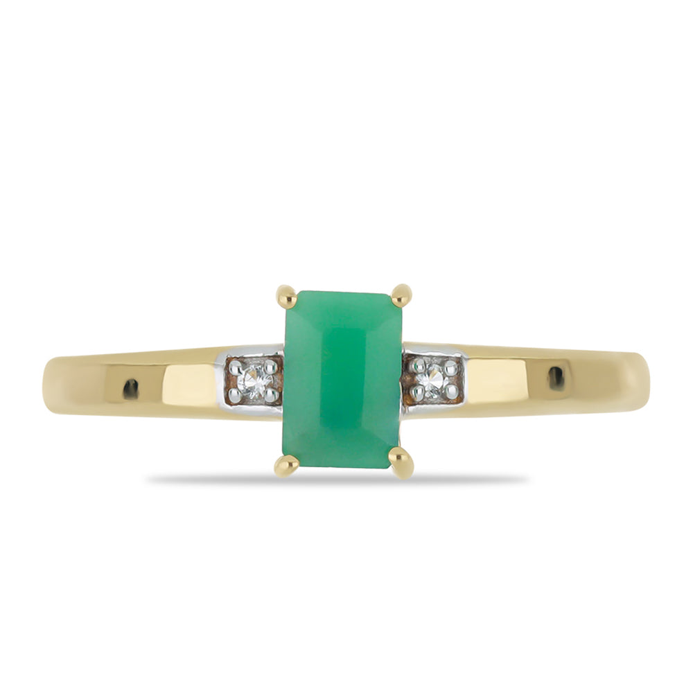 Pozlacená Stříbrná Sada s Brazilským Smaragdem a Bílým Topazem (Náušnice+Prsten+Přívěsek)