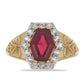 Pozlacené Stříbro 925/1000 - Prsten s Madagaskarským Rubínem a Bílým Topazem - Karátové číslo: 3.79. přibližná hmotnost: 5.07 gramů