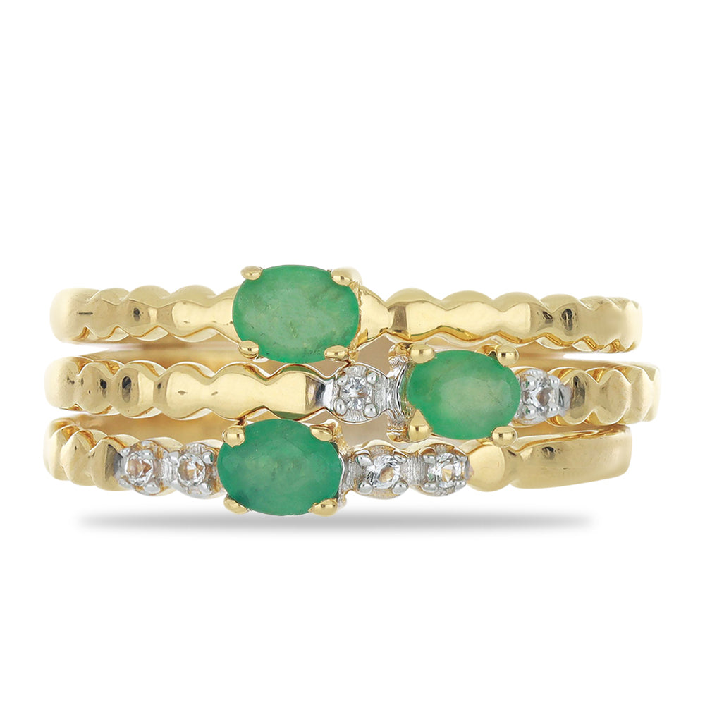 Pozlacená Stříbrná Sada s Brazilským Smaragdem a Bílým Topazem 1 