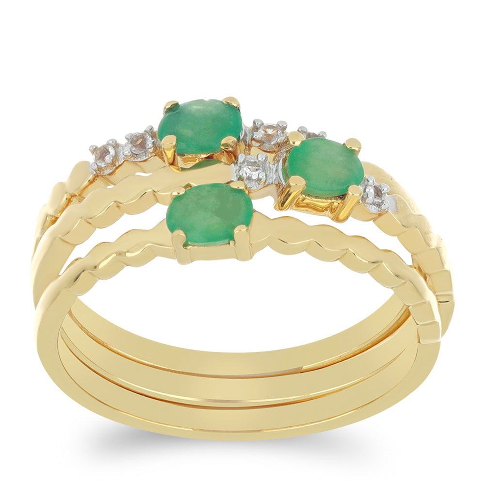 Pozlacená Stříbrná Sada s Brazilským Smaragdem a Bílým Topazem