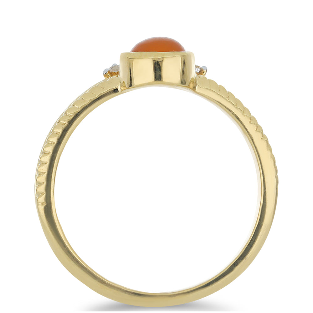 Pozlacený Stříbrný Prsten s Karneolem z Tagebau a Bílým Topazem