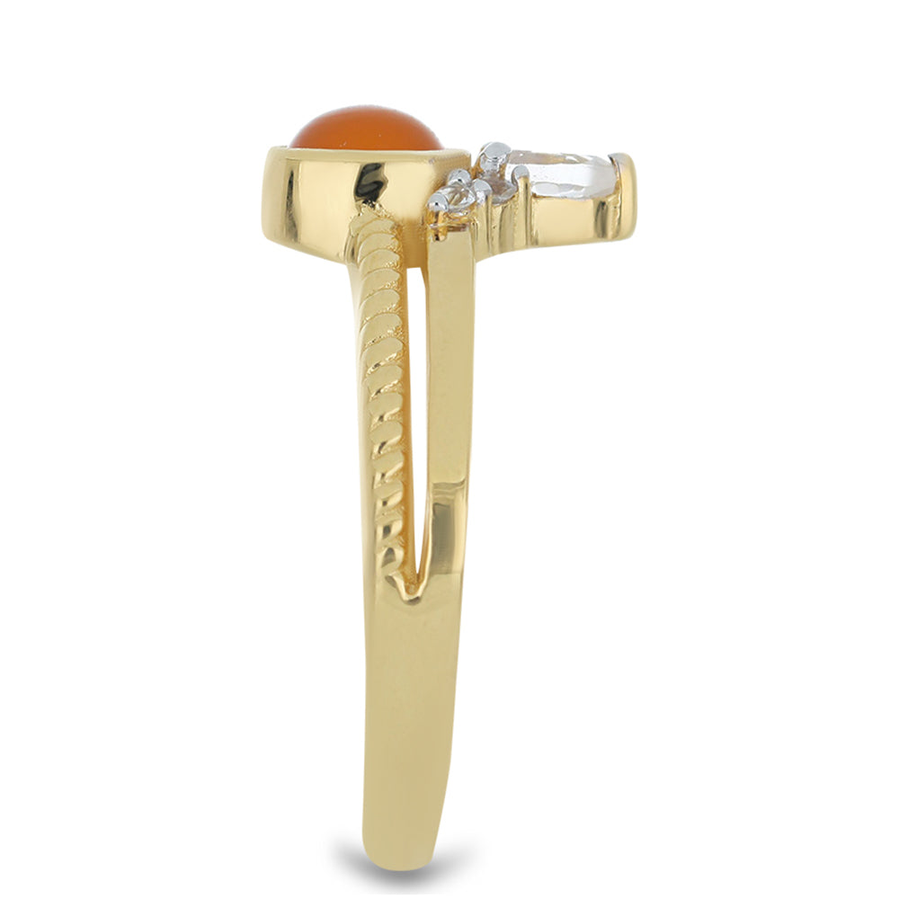 Pozlacený Stříbrný Prsten s Karneolem z Tagebau a Bílým Topazem 4 