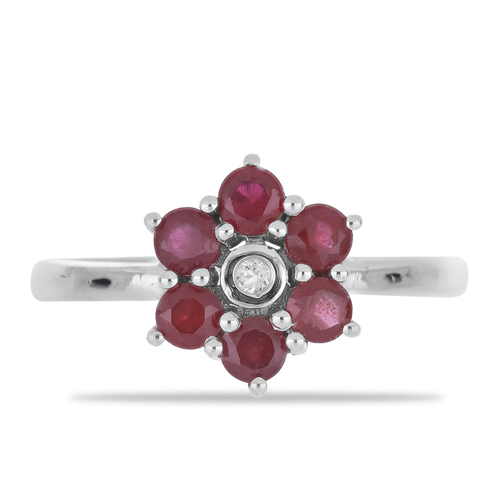 Stříbrný Prsten s Madagaskarským Rubínem a Bílým Topazem 1 