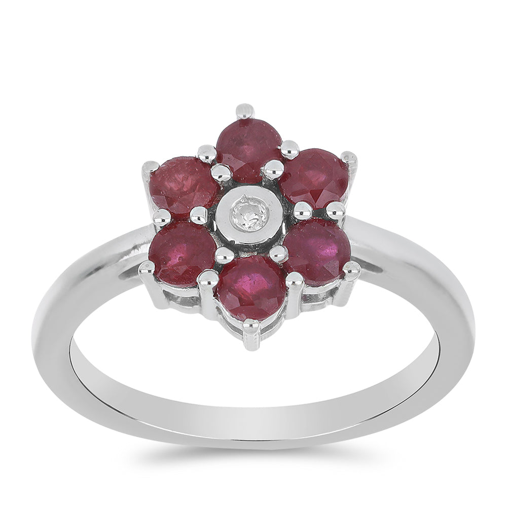 Stříbrný Prsten s Madagaskarským Rubínem a Bílým Topazem 2 