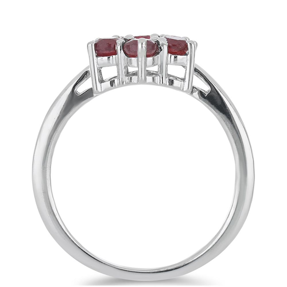 Stříbrný Prsten s Madagaskarským Rubínem a Bílým Topazem
