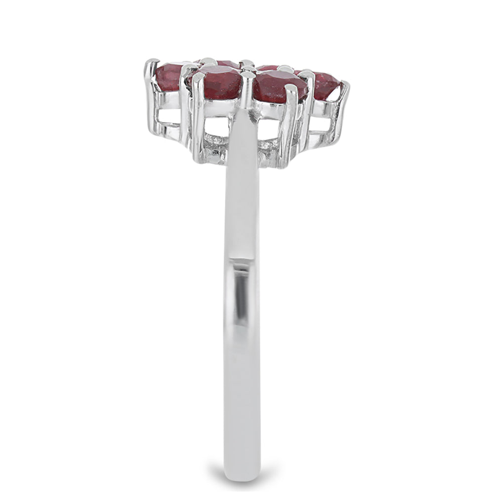Stříbrný Prsten s Madagaskarským Rubínem a Bílým Topazem