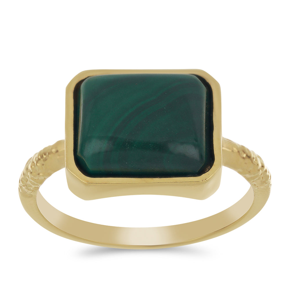 Pozlacené Stříbro 925/1000 - Prsten s Malachitem - Karátové číslo: 6.44. přibližná hmotnost: 4.07 gramů 3 