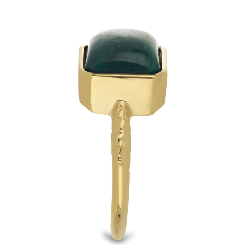 Pozlacené Stříbro 925/1000 - Prsten s Malachitem - Karátové číslo: 6.44. přibližná hmotnost: 4.07 gramů 4 