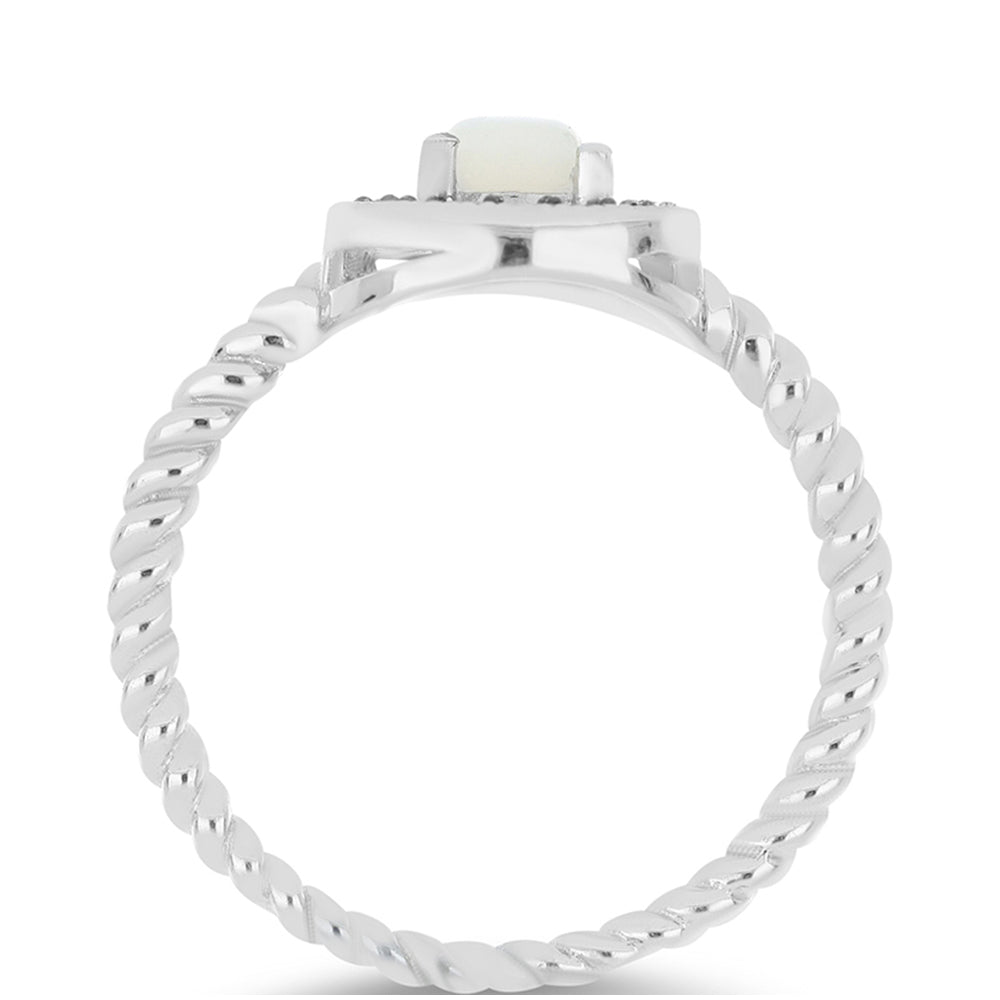 Stříbrný Prsten s Rakouským Markazitem a Bílou Sladkovodní Perlou