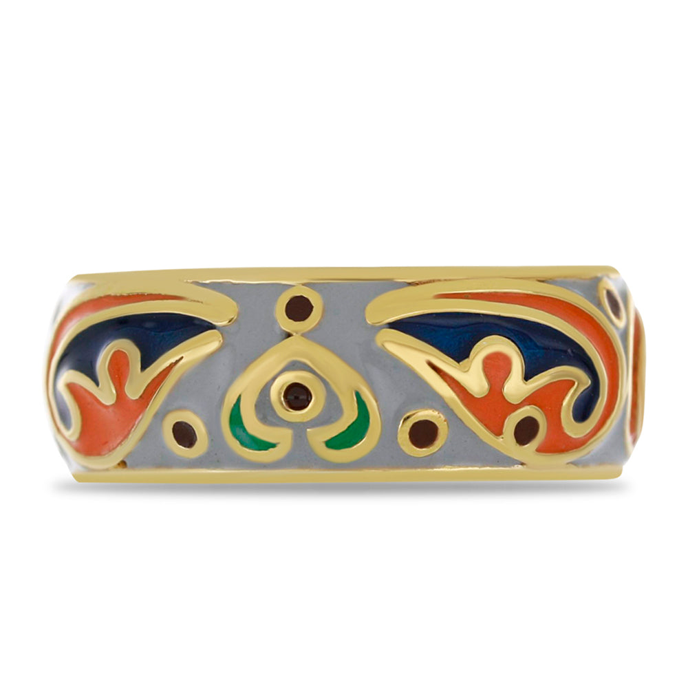 Pozlacené Stříbro 925/1000 - Prsten se Smaltem přibližná hmotnost: 5.21 gramů