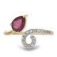 Pozlacený Stříbrný Prsten s Madagaskarským Rubínem a Bílým Topazem