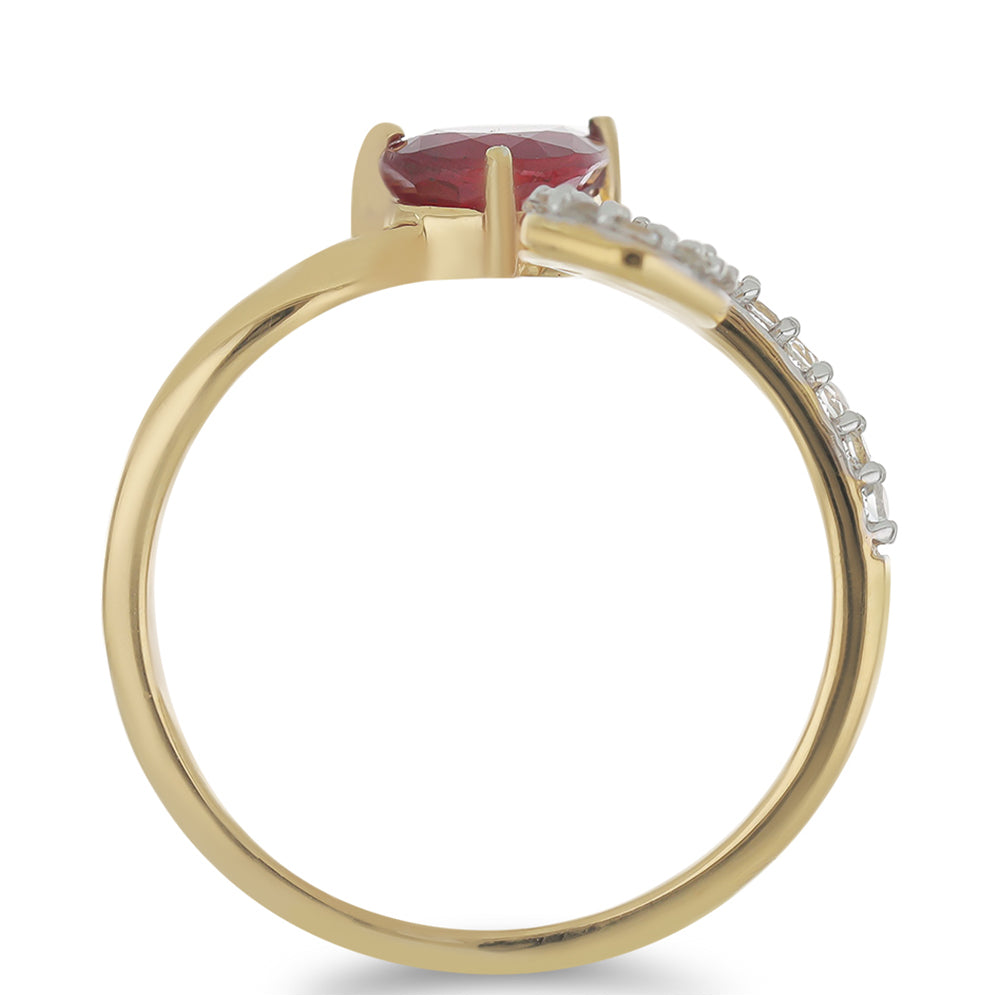Pozlacený Stříbrný Prsten s Madagaskarským Rubínem a Bílým Topazem 2 