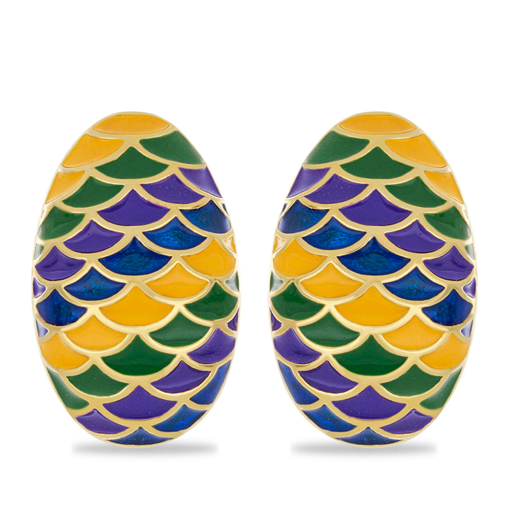 Pozlacené Stříbrné Náušnice se Smaltem