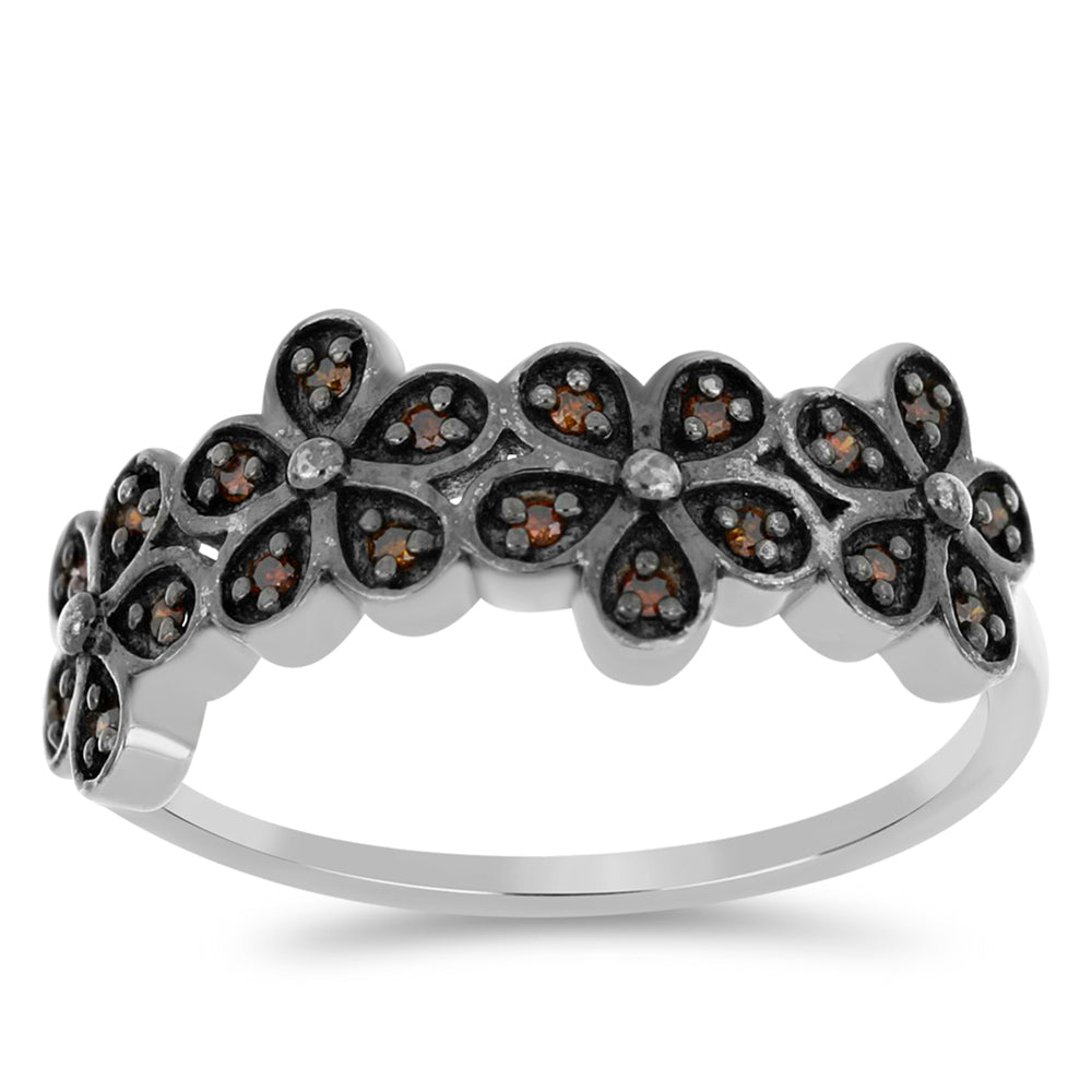 Stříbro 925/1000 - Prsten s Červeným Diamantem - Karátové číslo: 0.16. přibližná hmotnost: 2.83 gramů 3 