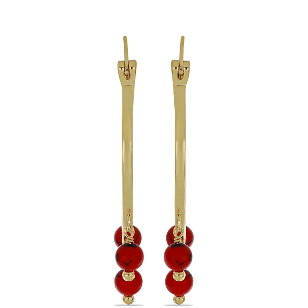 Pozlacené Stříbrné Náušnice s Červeným Houbovým Korálem