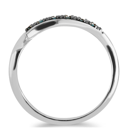 Stříbrný Prsten s Modrým Diamantem