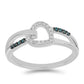 Stříbrný Prsten s Modrým Diamantem a Bílým Diamantem