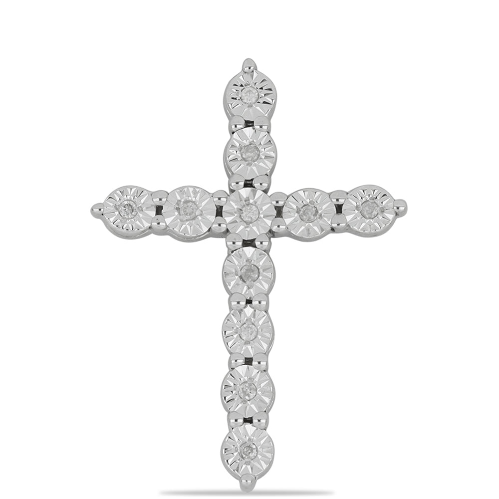 Kříž Stříbrný Přívěsek s Bílým Diamantem