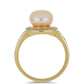 Pozlacený Stříbrný Prsten s Broskvovou Sladkovodní Perlou a Bílým Topazem