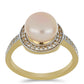 Pozlacený Stříbrný Prsten s Broskvovou Sladkovodní Perlou a Bílým Topazem