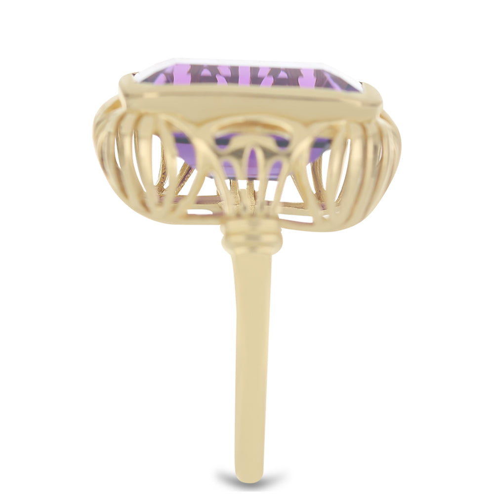 Pozlacené Stříbro 925/1000 - Prsten s Marockým Ametystem - Karátové číslo: 10.83. přibližná hmotnost: 7.31 gramů 4 