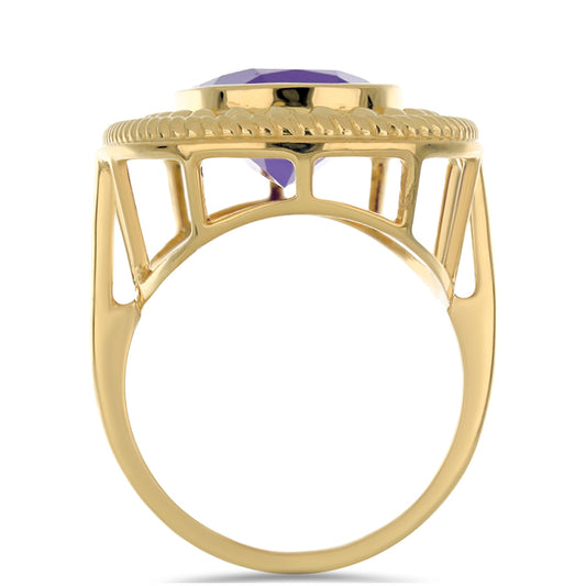 Pozlacený Stříbrný Prsten s Purpurovým Achátem
