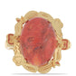Pozlacené Stříbro 925/1000 - Prsten s Červeným Houbovým Korálem - Karátové číslo: 7.68. přibližná hmotnost: 7.33 gramů