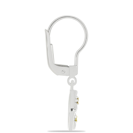 Stříbrné Náušnice se Žlutým Diamantem
