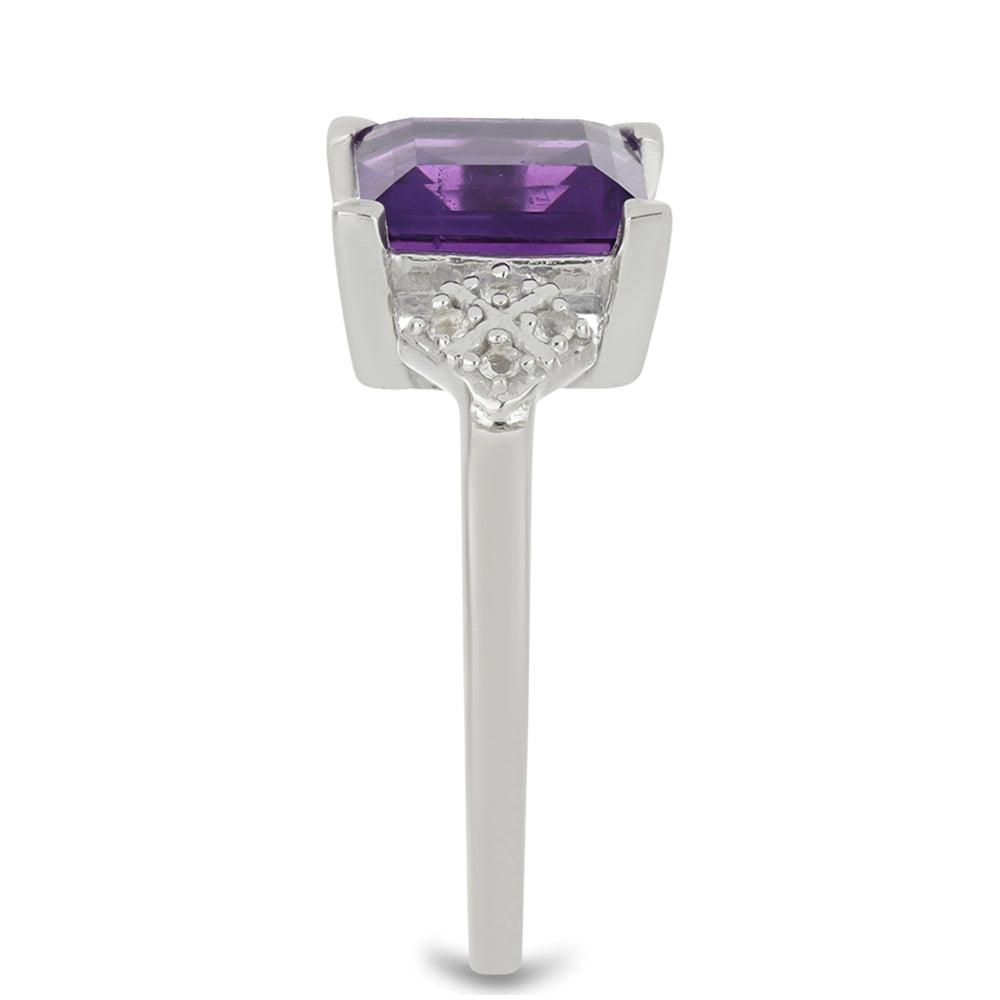 Stříbrný Prsten s Ametystem z Vera Cruz a Bílým Topazem