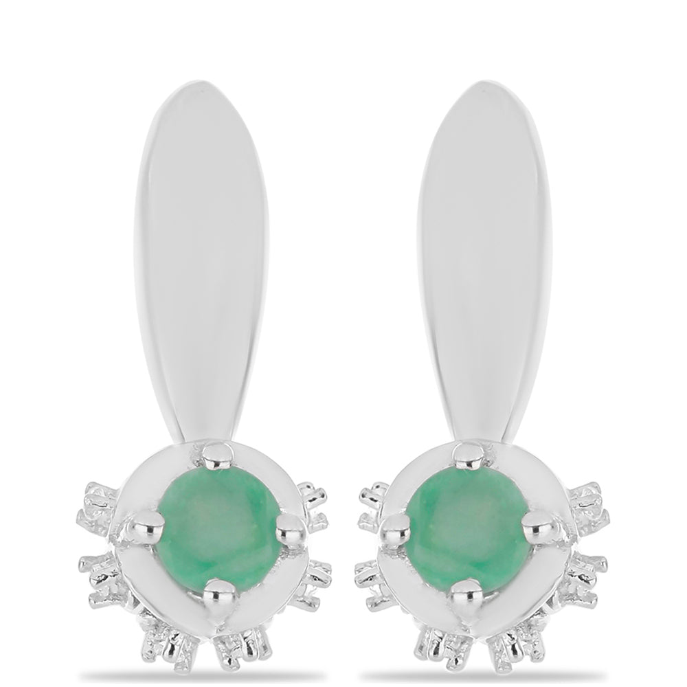 Stříbrné Náušnice s Brazilským Smaragdem a Bílým Topazem 1 