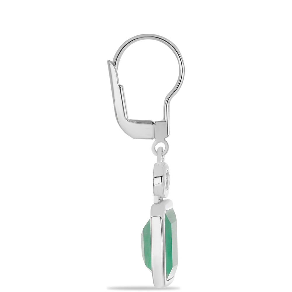 Stříbro 925/1000 - Náušnice s Brazilským Smaragdem a Bílým Topazem - Karátové číslo: 6.32. přibližná hmotnost: 4.19 gramů 2 