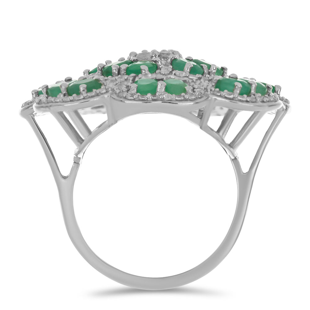 Stříbrný Prsten s Brazilským Smaragdem a Bílým Topazem 2 