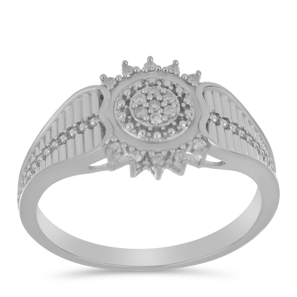 Stříbro 925/1000 - Prsten s Bílým Diamantem - Karátové číslo: 0.12. přibližná hmotnost: 3.42 gramů 3 