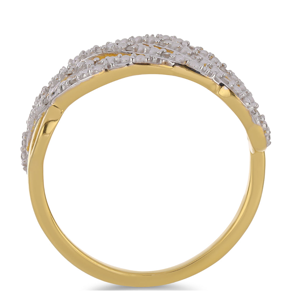 Pozlacené Stříbro 925/1000 - Prsten s Bílým Diamantem - Karátové číslo: 0.11. přibližná hmotnost: 3.38 gramů